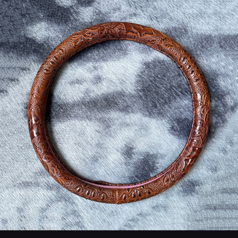 Crocodile Leather Steering Wheel Cover